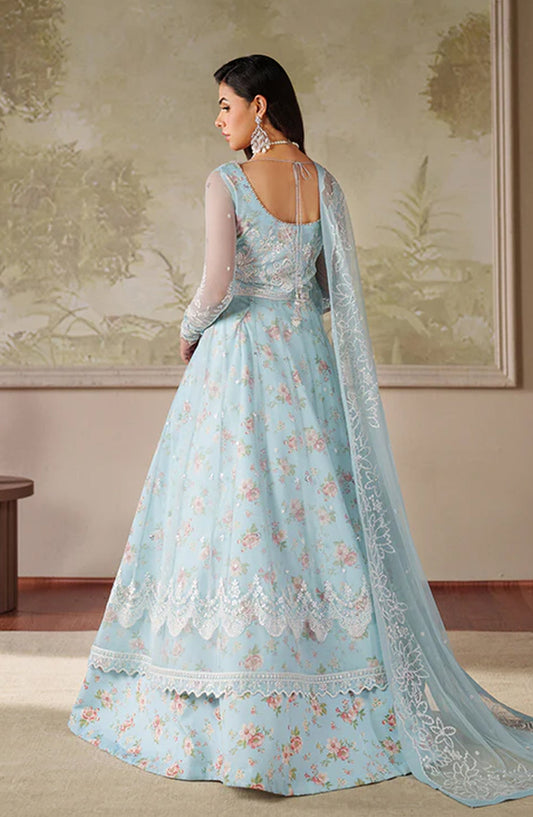 Zaneera by Zarif Embroidered Net Unstitched 3 Piece Suit - ZRF-ZPE-02 AROOSH - ZRF25ZNR - Blue - Formals Collection