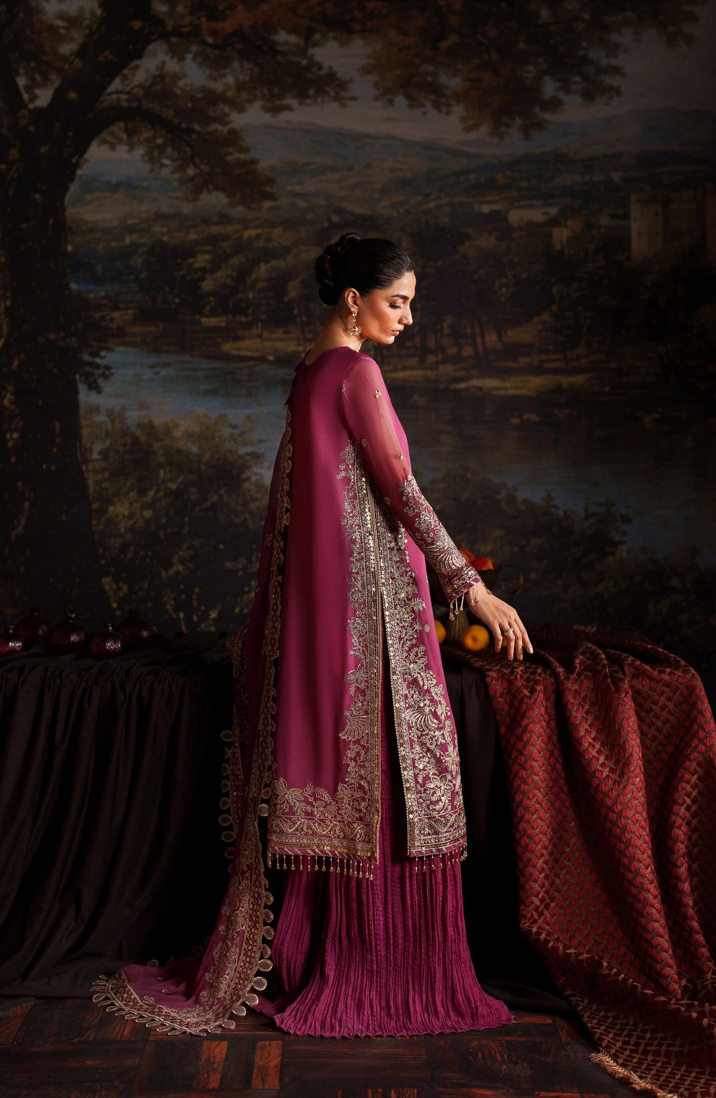 Zarif Premium Embroidered Chiffon Unstitched 3 Piece Suit - ZRF-PRC-05 ADELLE - ZRF25PRC - Pink - Festive Collection