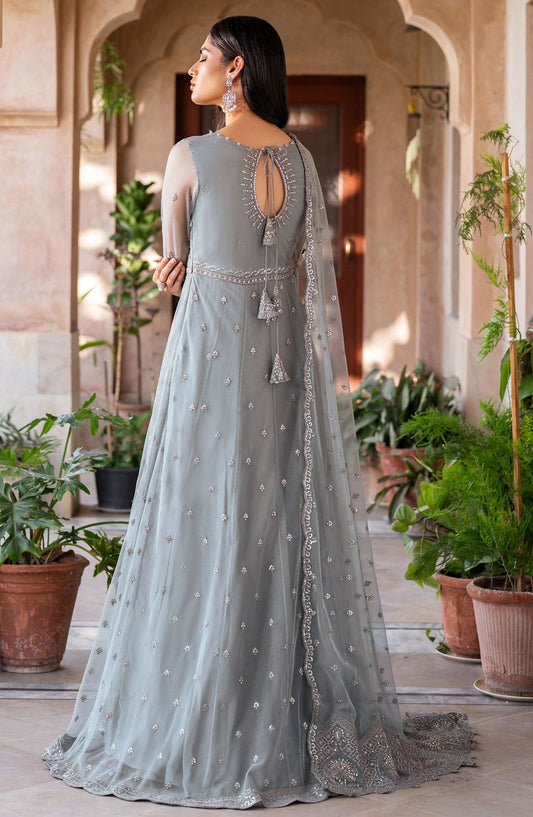 Sahiba by Zarif Luxury Embroidered Net Unstitched 3 Piece Suit - ZRF25SHB - UNST-SBA-04 YASMIN - Blue - Festive Collection