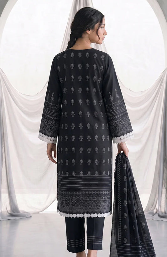 Zellbury Monochrome Printed Lawn Unstitched 3 Piece Suit - WUS26X31090 - ZB26MN - Black - Summer Collection