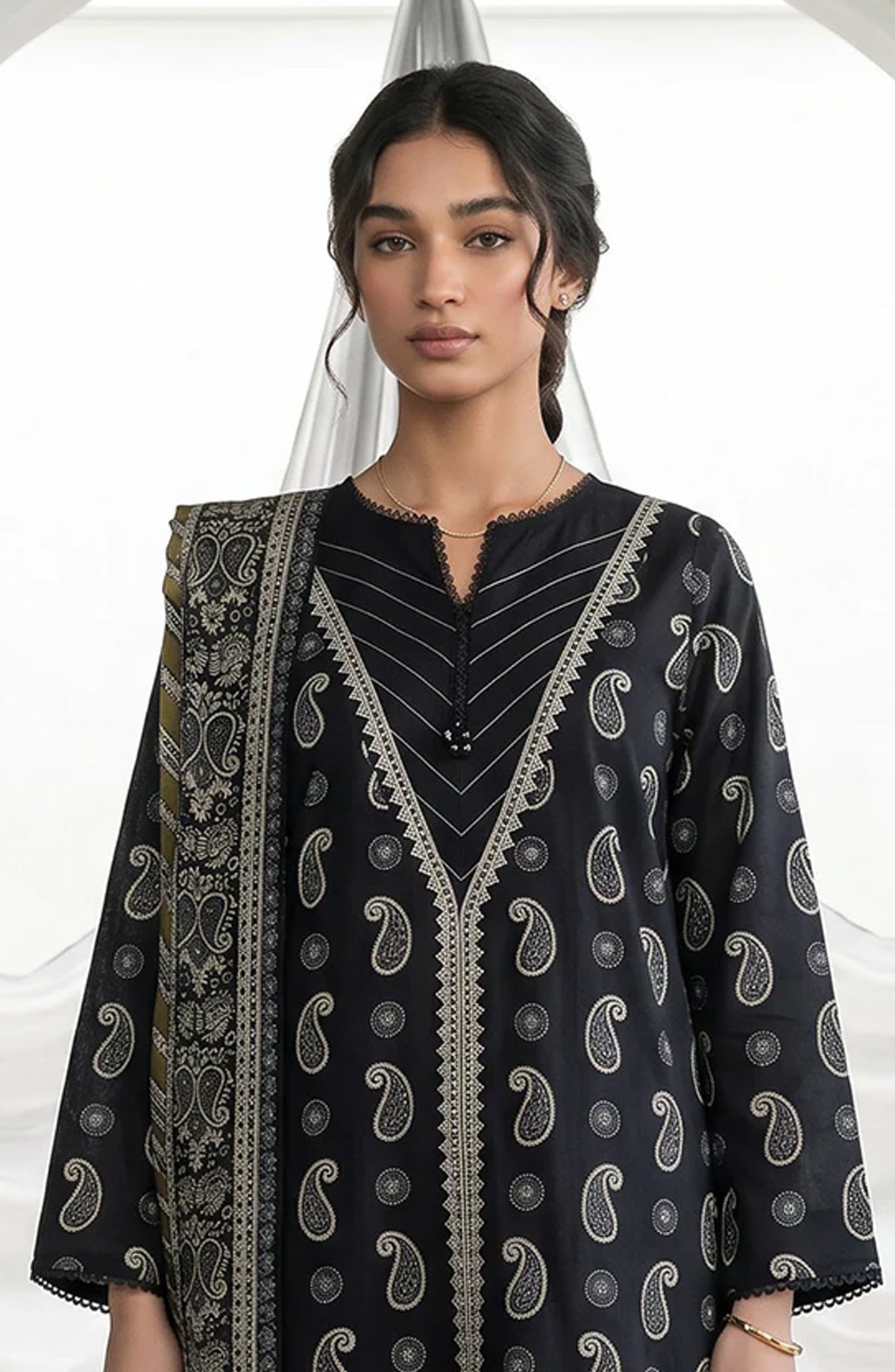 Zellbury Monochrome Embroidered Lawn Unstitched 2 Piece Suit - WUS26E21068 - ZB26MN - Black - Summer Collection