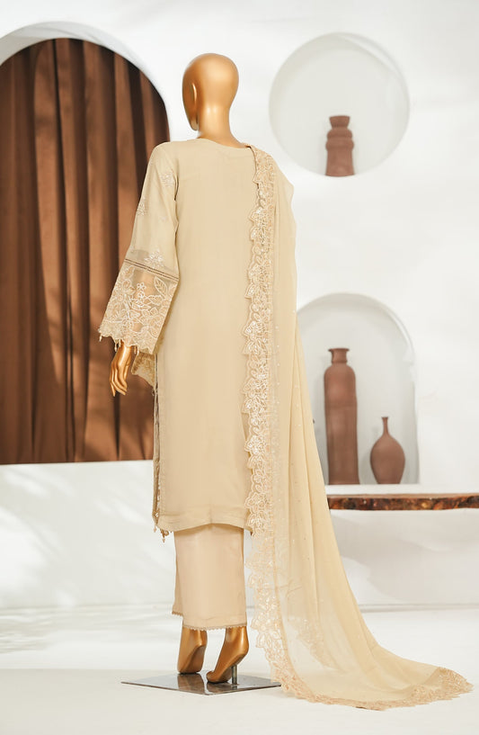 Zoya Luxe by Amna Khadija Embroidered Chiffon Stitched 3 Piece Suit - ZLCP-02 - AM26ZLCP - Golden - Festive Collection