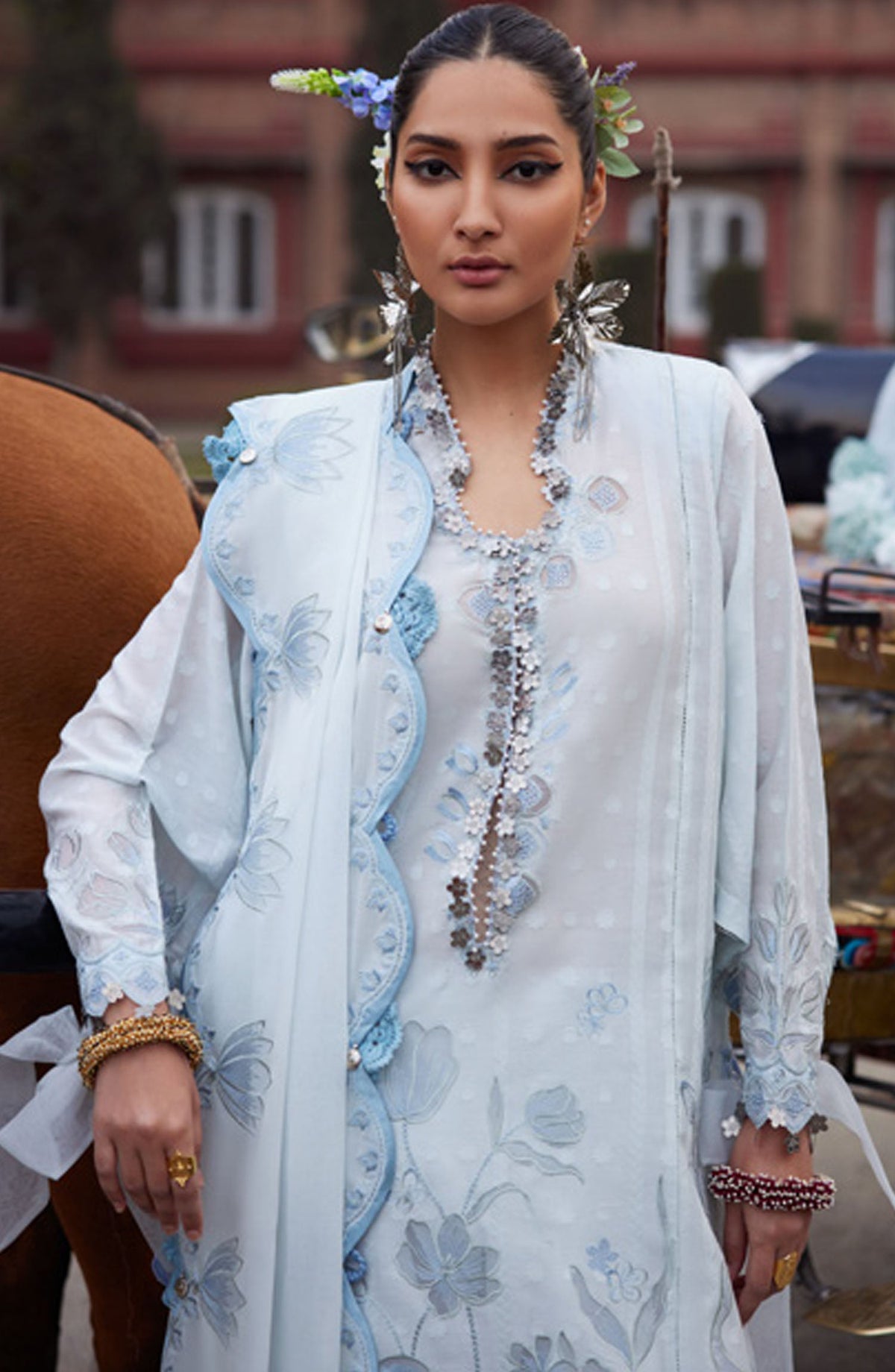 Elan Embroidered Lawn Unstitched 3 Piece Suit - D-05 B - EL25ULL - Blue - Summer Collection