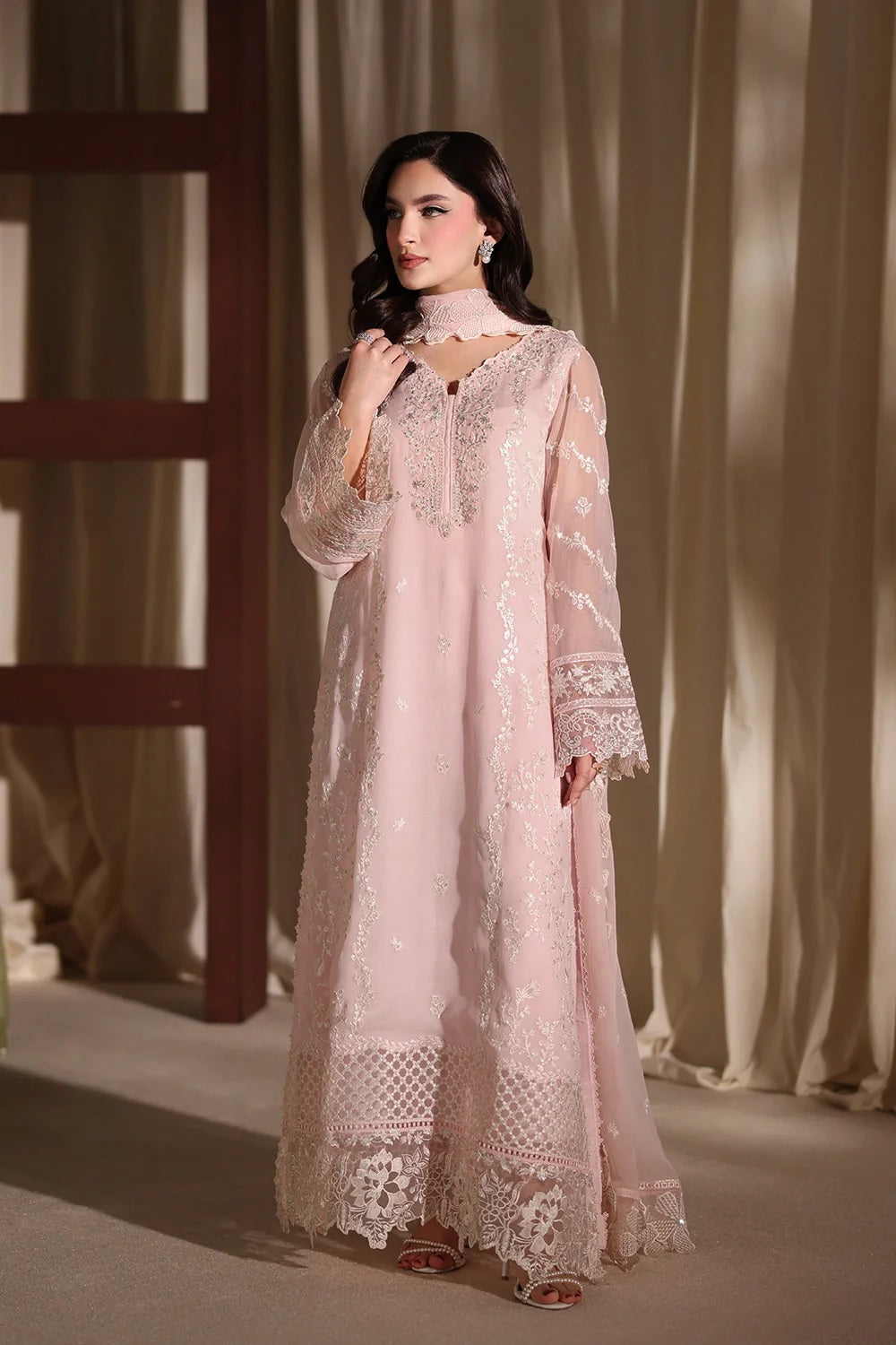 Azure Twirling Tulip LUXE Luxury Embroidered Chiffon Edit'26 - TC-1658