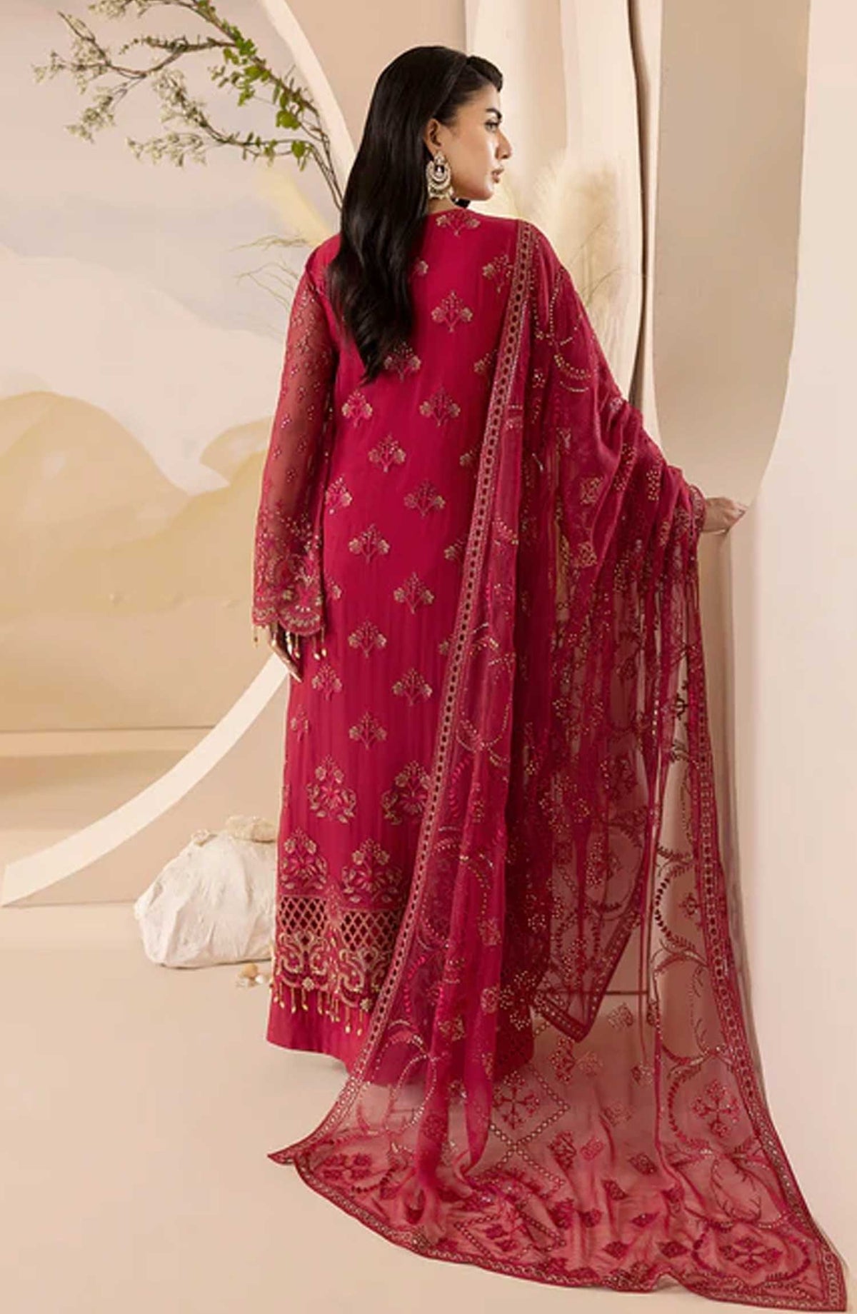 Lamisah Luxury Chiffon Unstitched Collection By Lavish Premium - Crimson