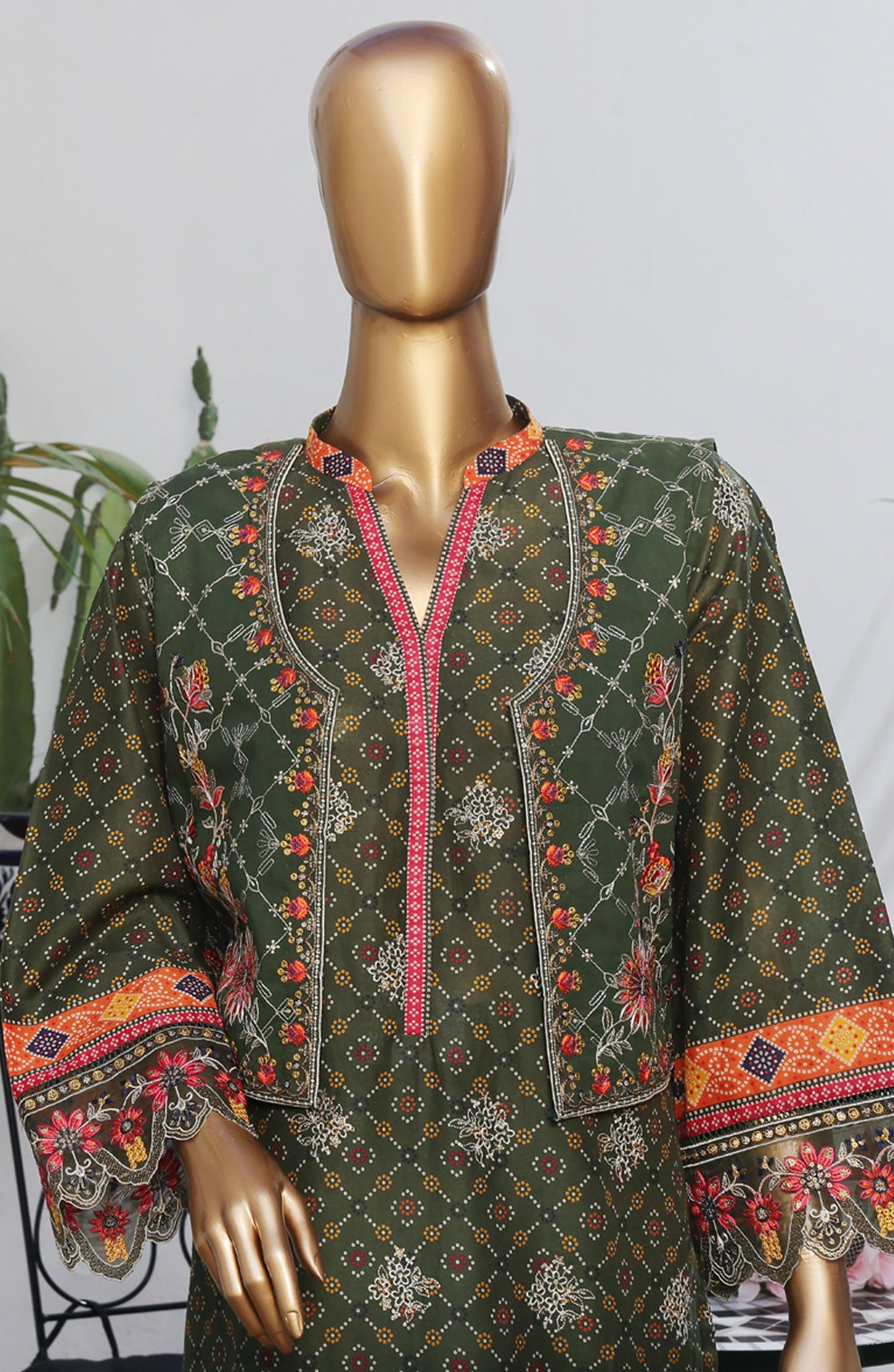 Bin Saeed Embroidered Lawn Stitched 3 Piece Suit - D-12 - BS25BEEC - Green - Eid Collection