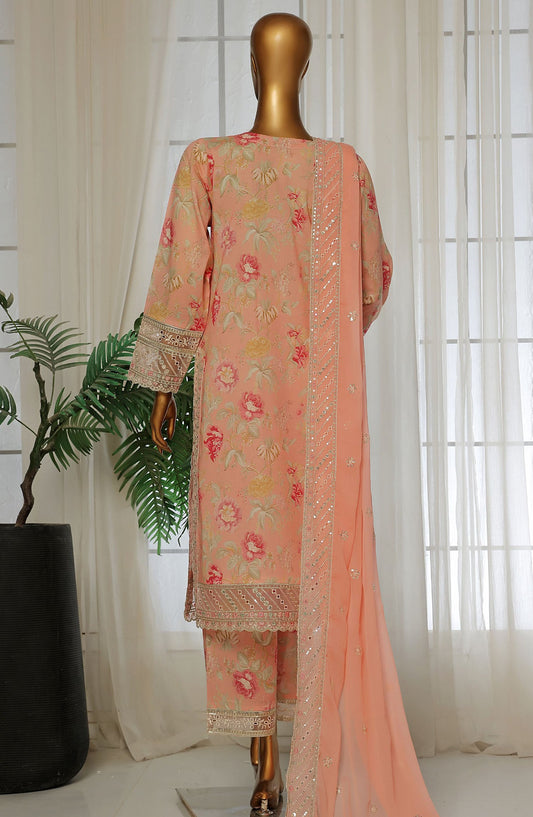 Malika by Sadabahar Embroidered Lawn Stitched 3 Piece Suit - D-6 - SDB25MEV2 - Pink - Festive Collection