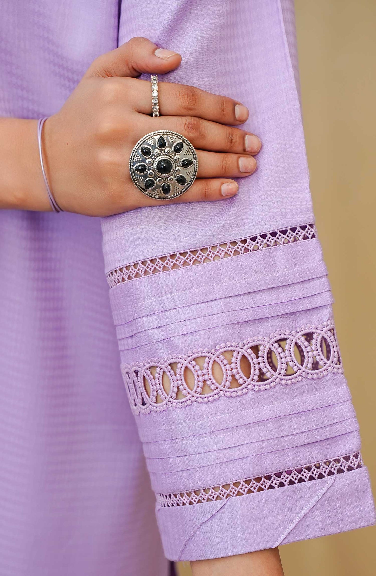 Maahe by Amna Khadija Solids Jacquard Stitched 2 Piece - D-02 - AM25M - Lavender - Casual Collection