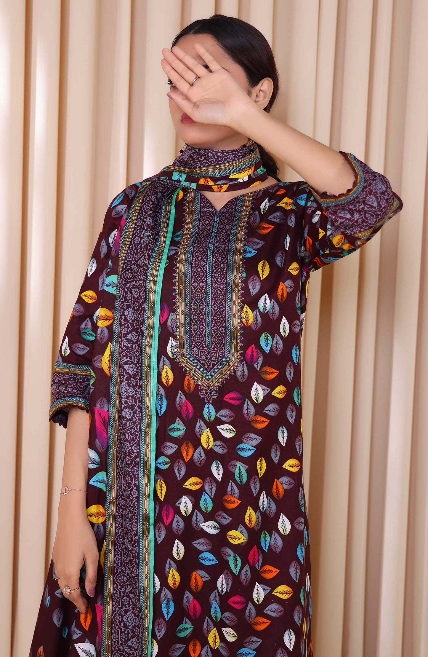 Printed Cotton Lawn Unstitched 3 Piece Suit - DL 201 - ALK25DCL - Black - Summer Collection