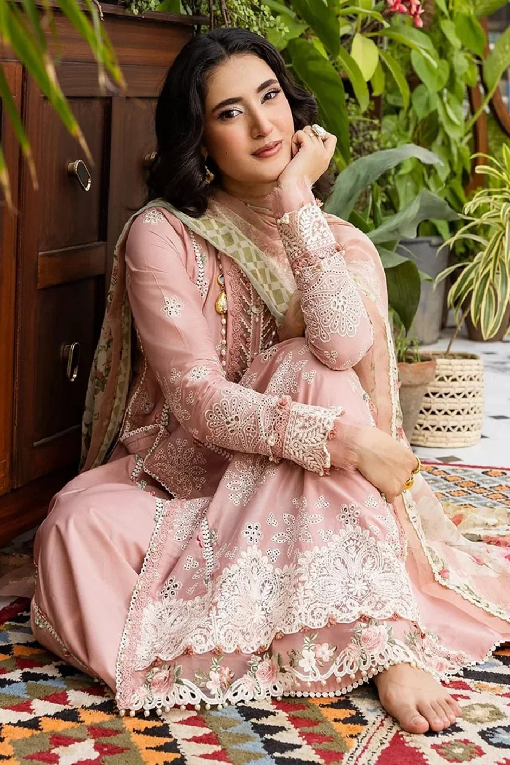 Elaf Premium - E.Craft Embroidered Chikankari Lawn - EEC-1A FOREVER BLUSH - TC-1617
