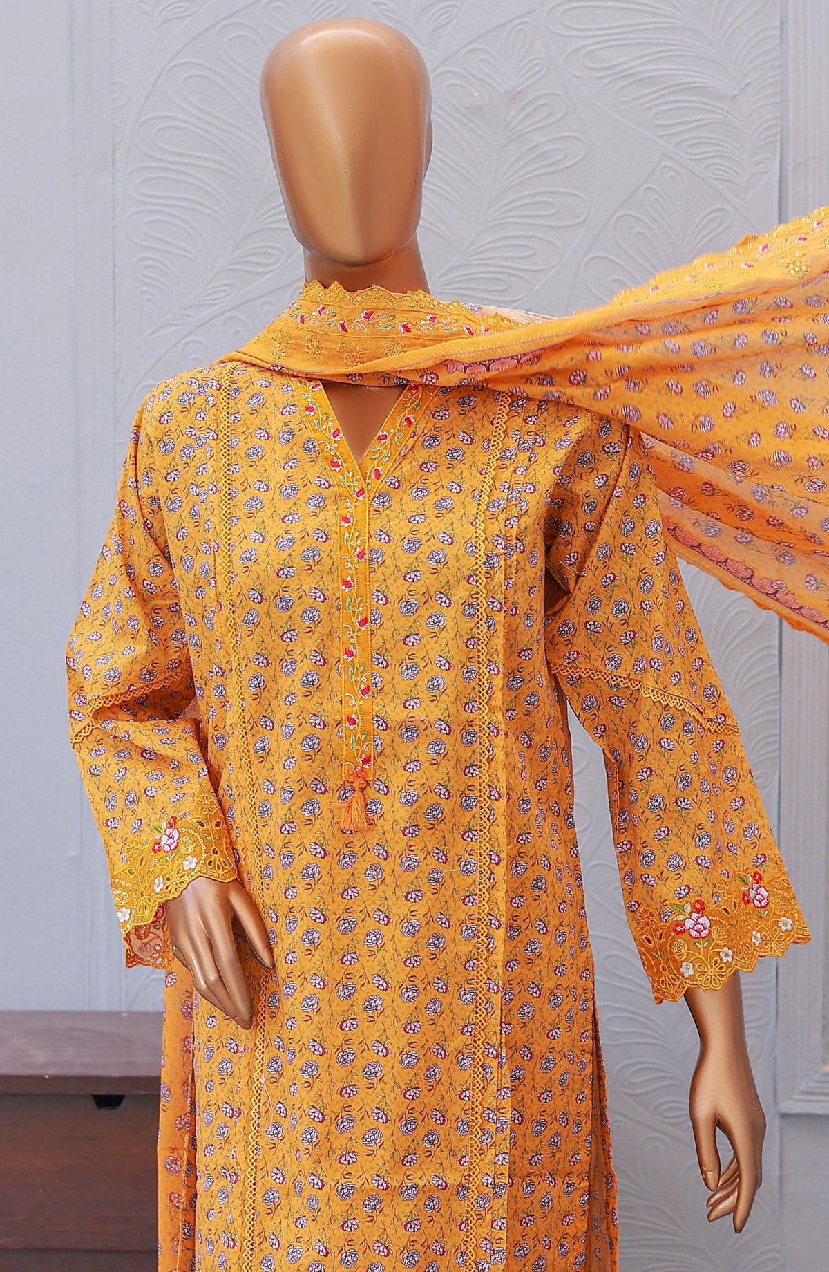 Oswah by Suntex Printed Chikankari Stitched 3 Piece Suit - OS-2532K - SS25OSE - Gold - Summer Collection