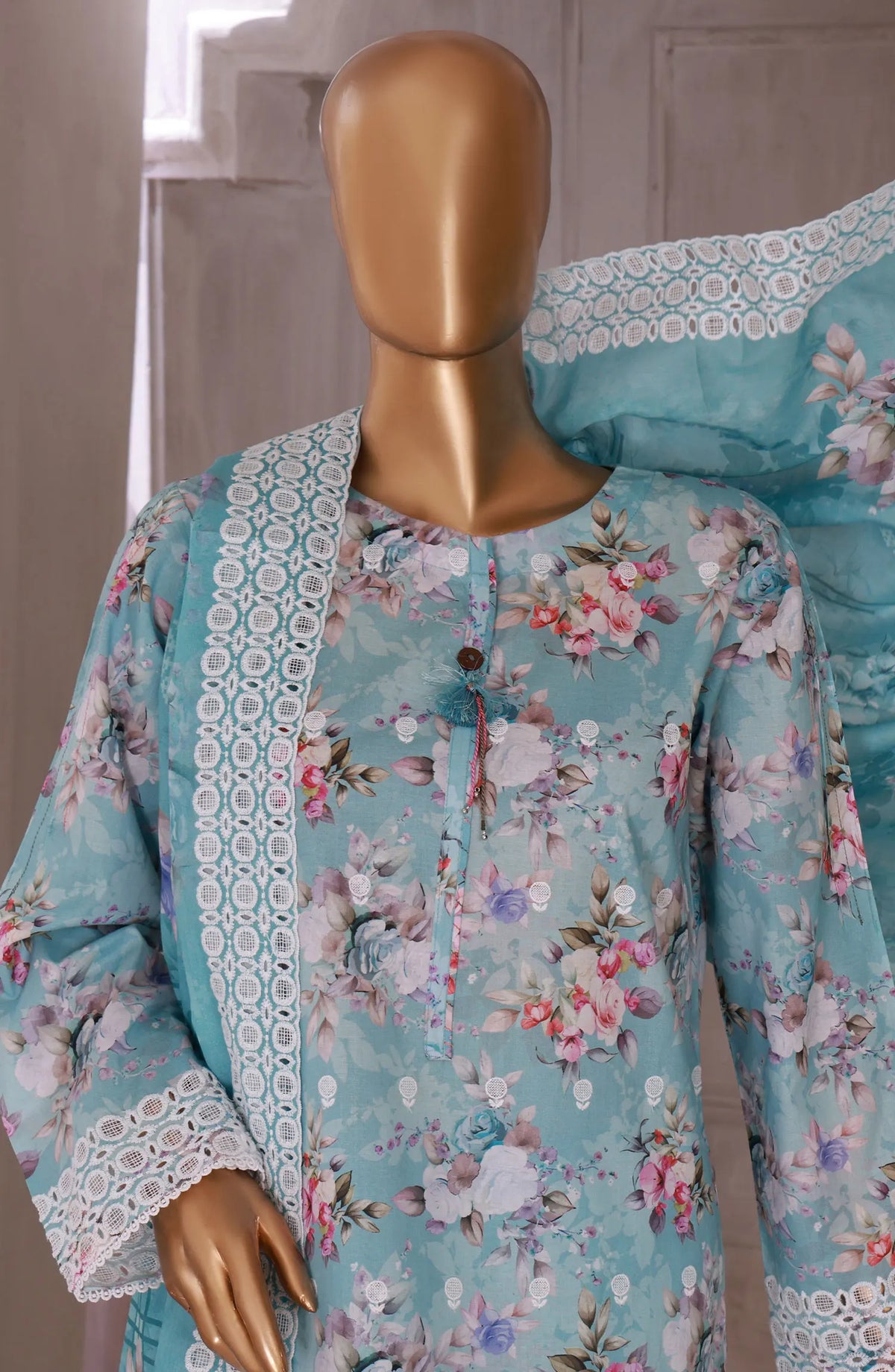 HZ RTW Printkari Embroidered Lawn Collection 2024 - PKL 404 Blue Multi