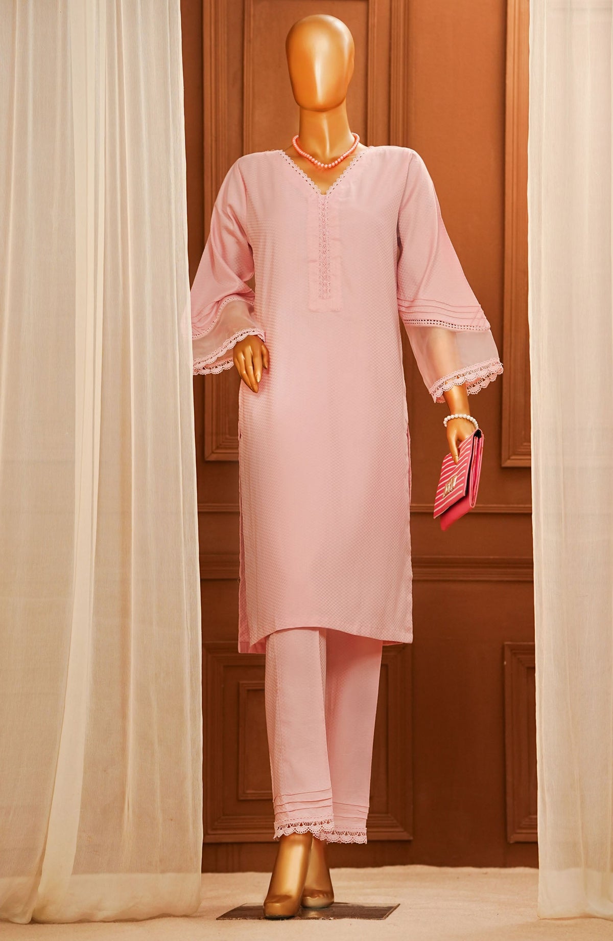 Amna Khadija Casual Cotton Stitched 2 Piece Suit - SA-01 - AM25SA - Pink - Summer Collection