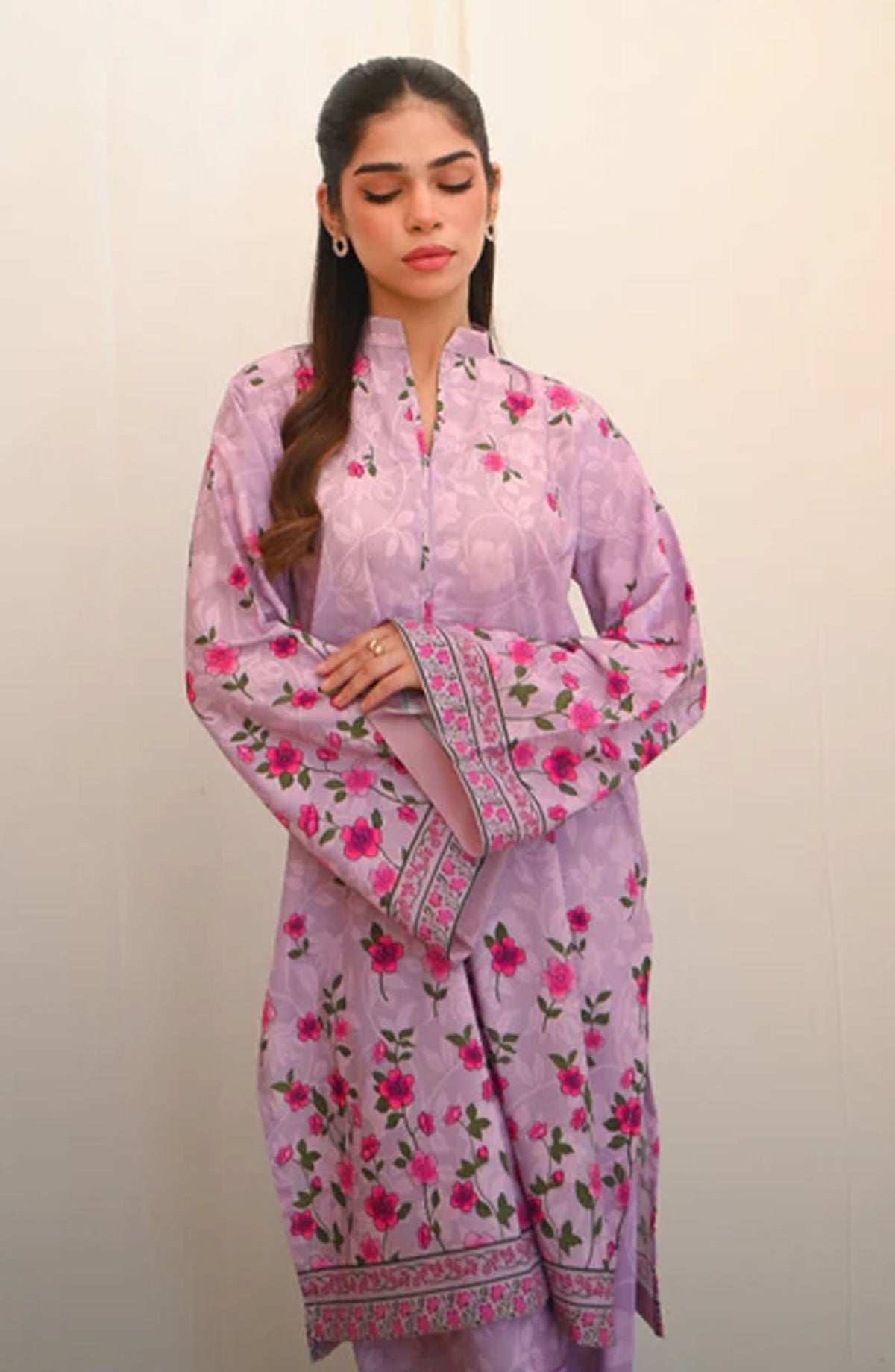 Zauk Casual Wrinke Free Crepe 2 Piece Suit - Rose Quartz - ZK25CC - Purple - Casual Collection