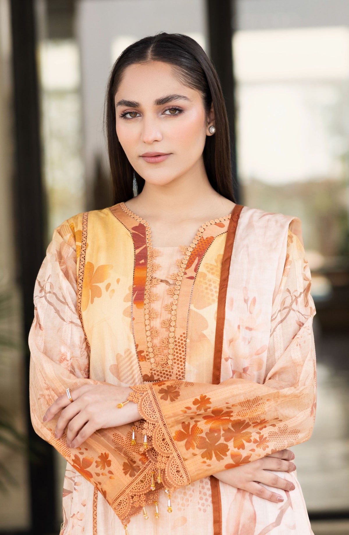Ushna by Johra Embroidered Lawn Unstitched 3 Piece Suit - JH-215 - JH25UL - Yellow - Summer Collection