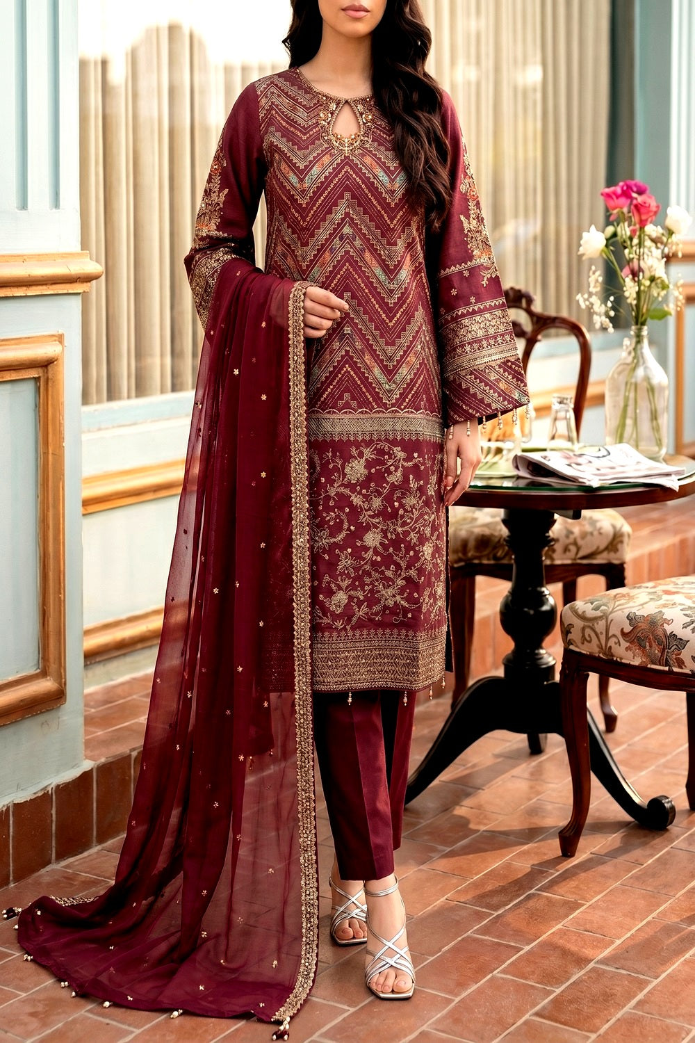 Luxury Handworked Lawn 3PC Stitched Suit – Fancy Designer Edition TC-1611