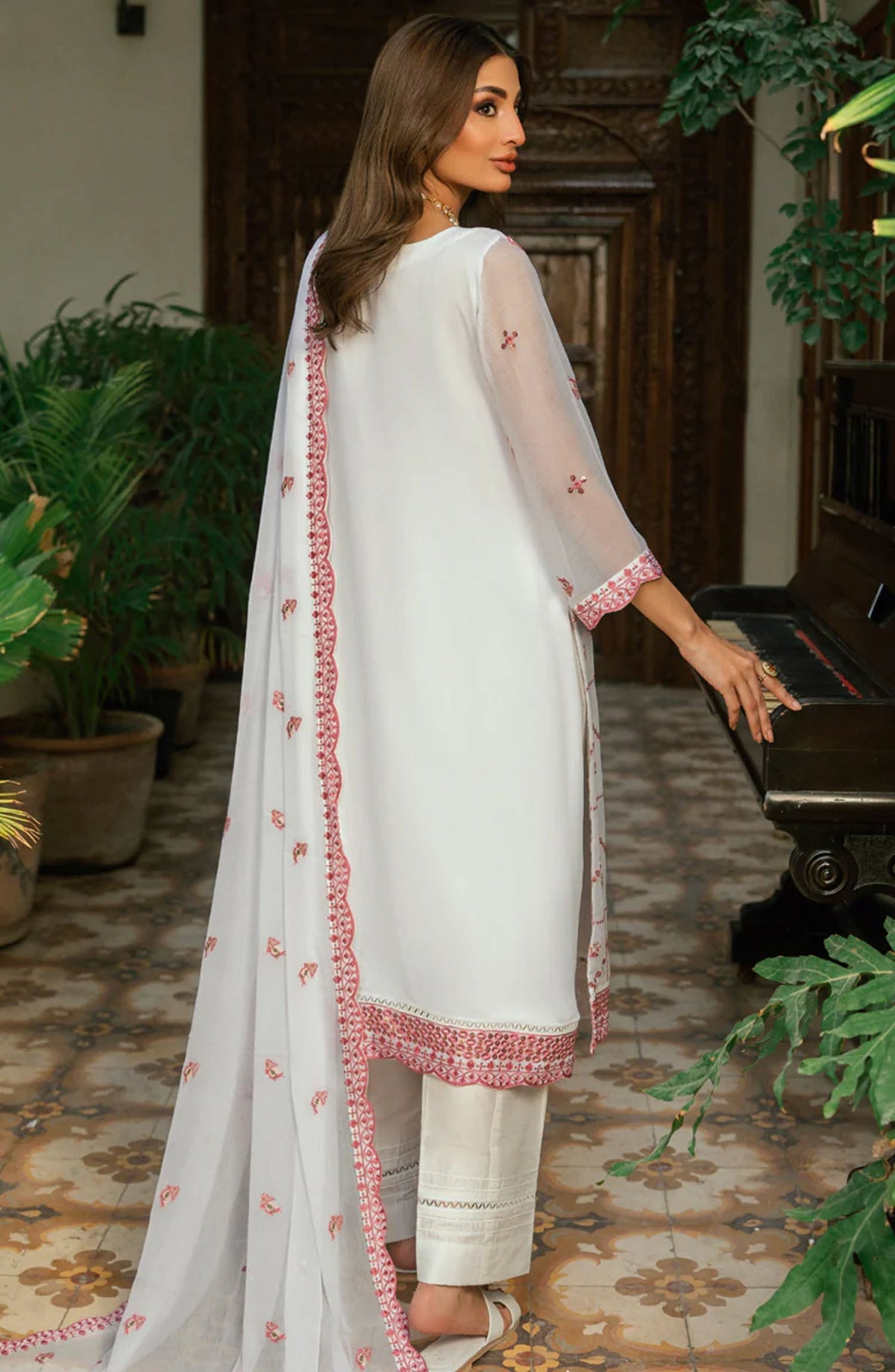 Morbagh by Shamooz Embroidered Chiffon Stitched 3 Piece Suit - Sem-0791 - SMZ25MFC - White - Festive Collection