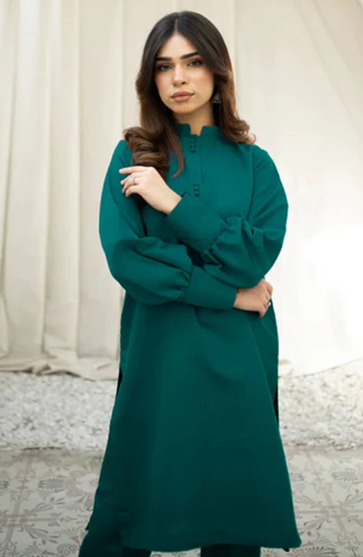 Zauk Casual Rawsilk Stitched 2 Piece Suit - Cactus - ZK25EE - Green - Festive Collection