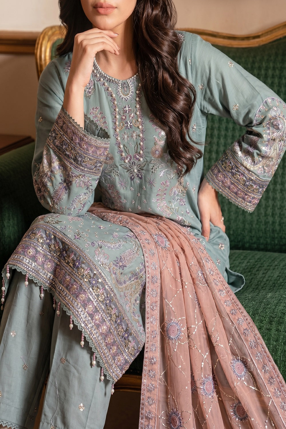 Luxury Handworked Lawn 3PC Stitched Suit – Fancy Designer Edition TC-1609