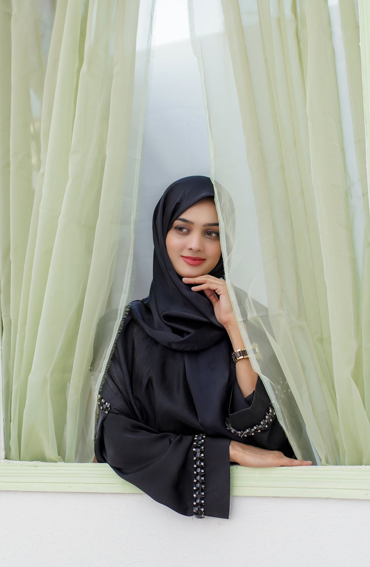 La Khilaba Luxury Wear Embroidered Luxurious Lava organza upper, inner Silk dress - Dusky Shine Cape Kaftan Abaya - LKH25LWR - Abaya Collection