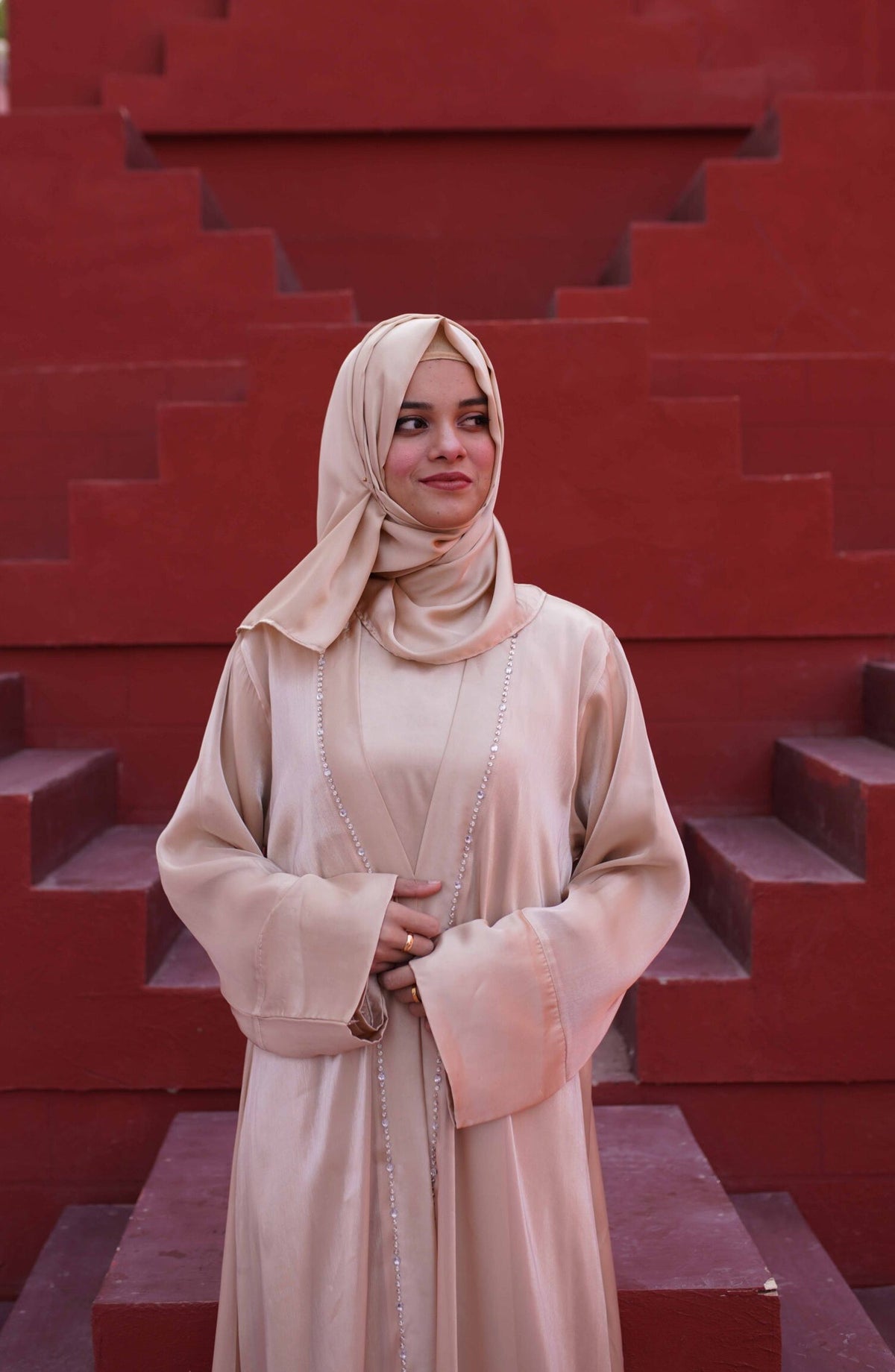 La Khilaba Luxury Wear Printed Lava Organza, Silk Inner Dress - Gold Luxe Abaya - LKH25LWR - Abaya Collection