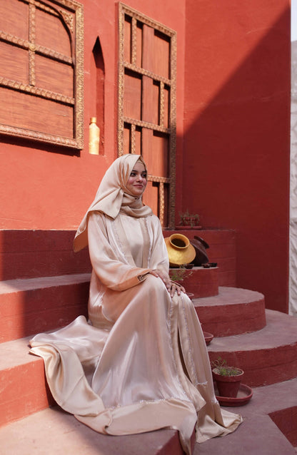 La Khilaba Luxury Wear Printed Lava Organza, Silk Inner Dress - Gold Luxe Abaya - LKH25LWR - Abaya Collection