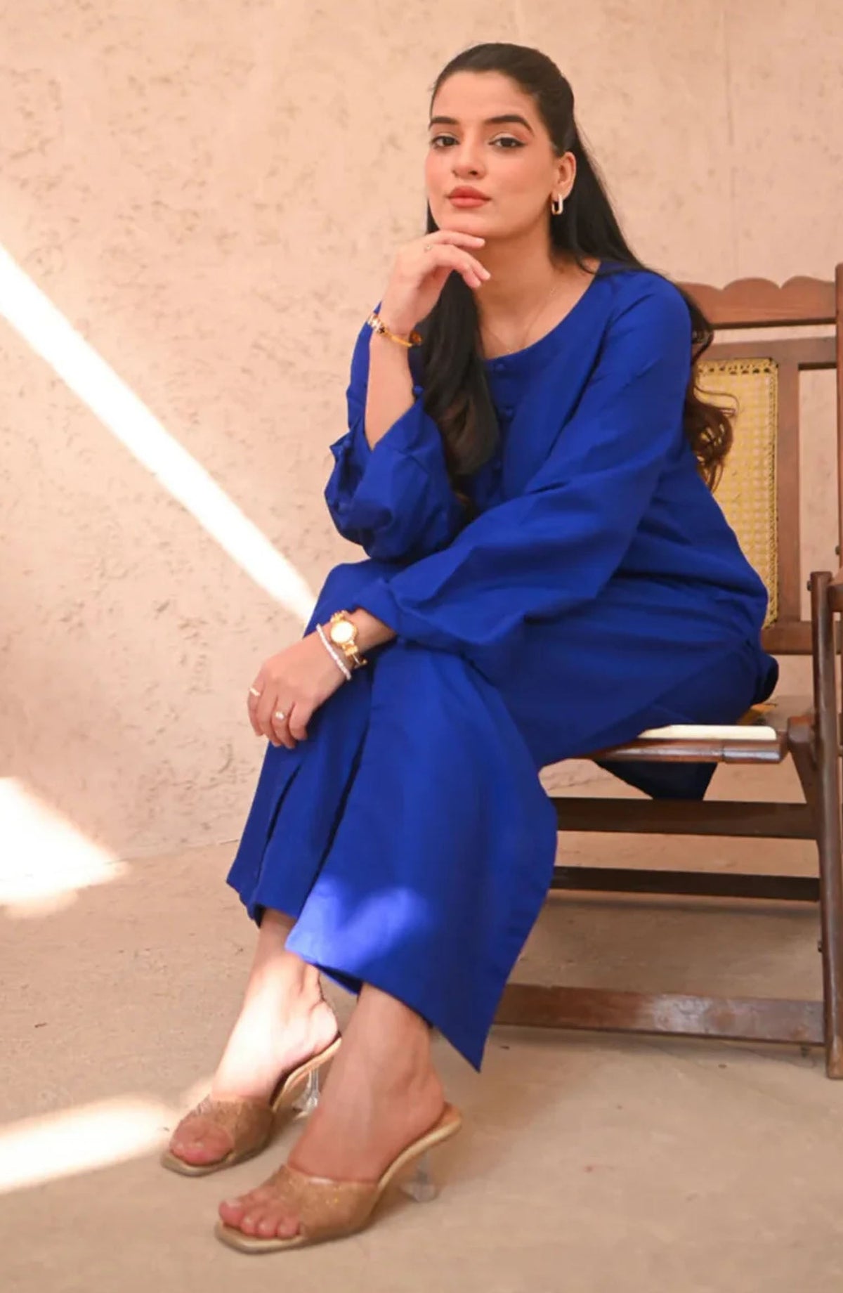Zauk Casual Raw Silk Stitched 2 Piece Suit - Midnight - ZK25BCS - Blue - Casual Collection