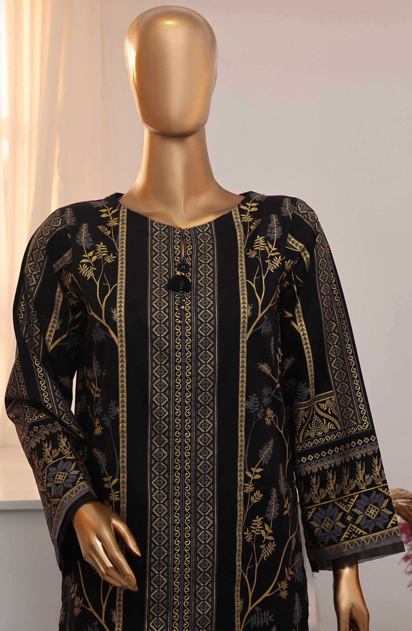 HZ Textile Printed Lawn Unstitched 3 Piece Suit - SSP-3P-024 Black - HZ26SLB - Eid Collection