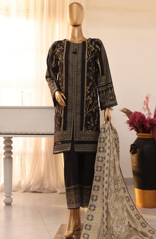 HZ Textile Printed Lawn Unstitched 3 Piece Suit - SSP-3P-024 Black - HZ26SLB - Eid Collection