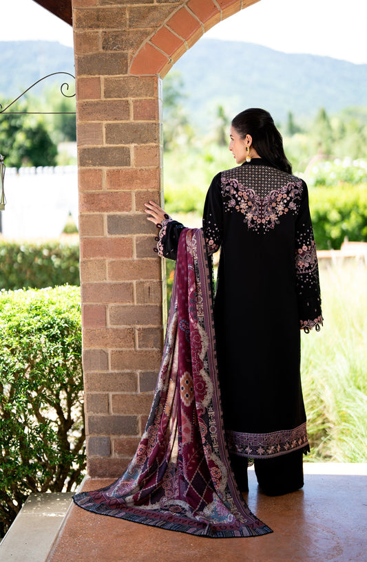 Florent Serenity Embroidered Dobby Unstitched 3 Piece Suit - 06 Noir - FL26SNT - Black - Winter Collection