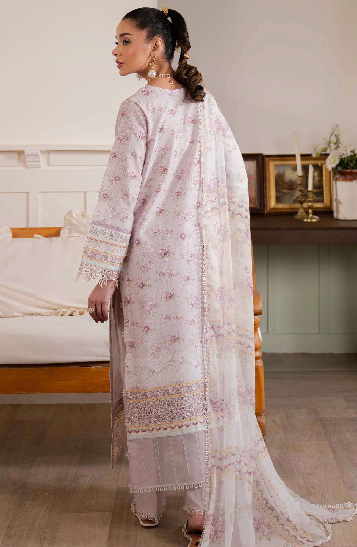 Neeshay Embroidered Lawn Unstitched 3 Piece Suit - Lilac Mist - NSH25SL2 - Purple - Summer Collection
