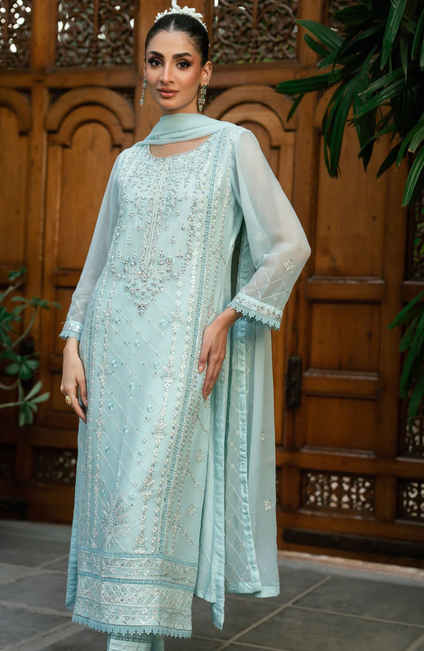Morbagh by Shamooz Embroidered Chiffon Stitched 3 Piece Suit - Sem-0839 - SMZ25MFC - Blue - Festive Collection