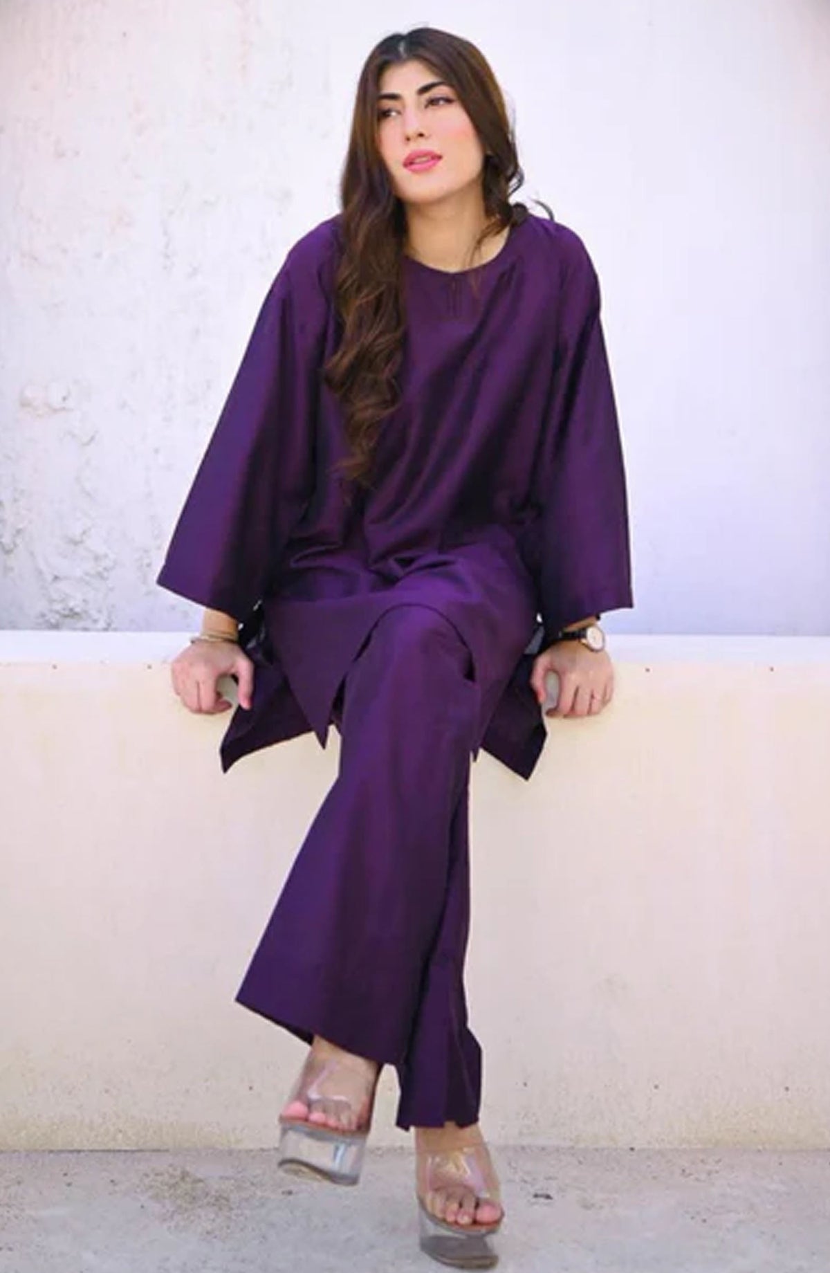 Zauk Casual Khadi Cotton Kurti - Deep Violet - ZK25CC - Purple - Casual Collection