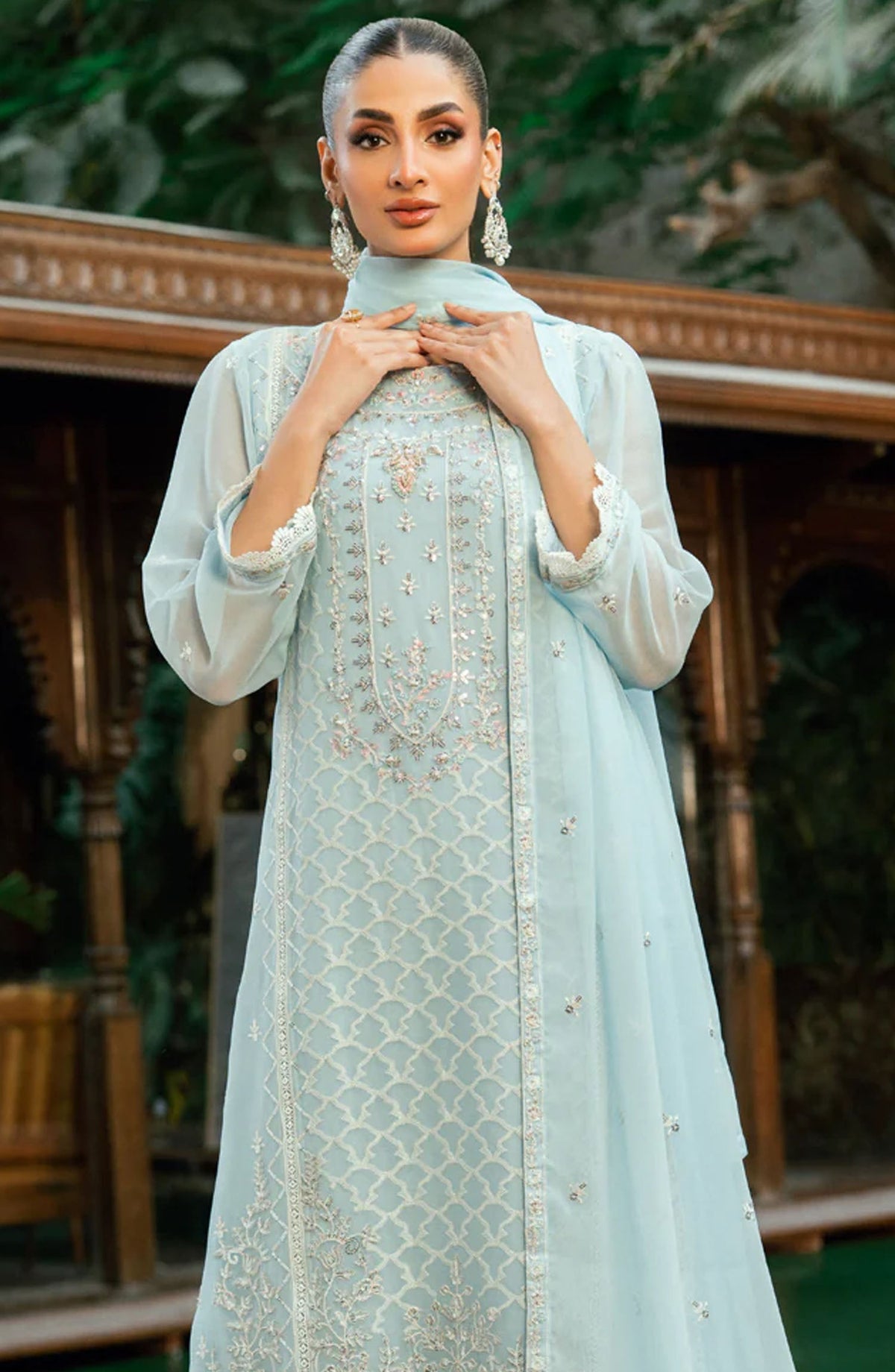 Morbagh by Shamooz Embroidered Chiffon Stitched 3 Piece Suit - Sem-0840 - SMZ25MFC - Blue - Festive Collection