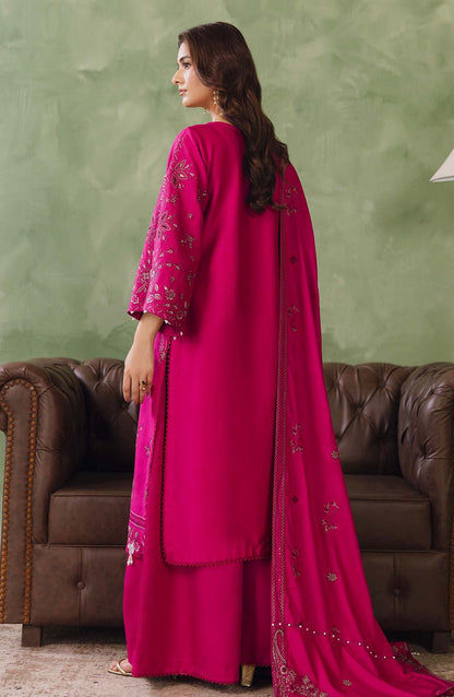 Peridot Embroidered Cotray Unstitched 3 Piece Suit - 594-B - PT26WT - Pink - Winter Collection