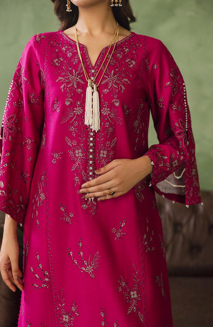 Peridot Embroidered Cotray Unstitched 3 Piece Suit - 594-B - PT26WT - Pink - Winter Collection