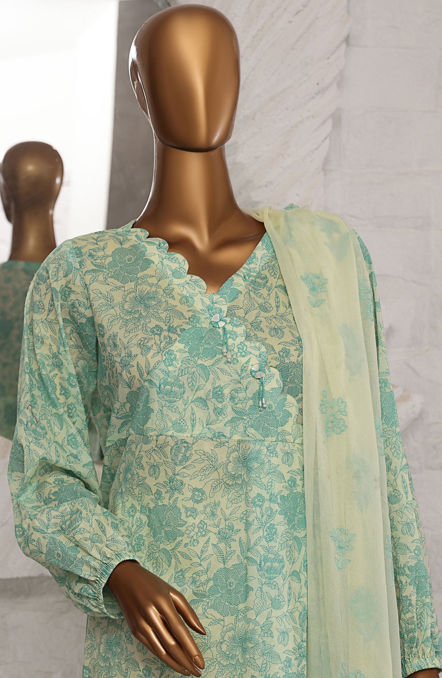 HZ Textile Printed Lawn Unstitched 3 Piece Suit - MBE-1021 - HZ25MEBE - Green - Summer Collection