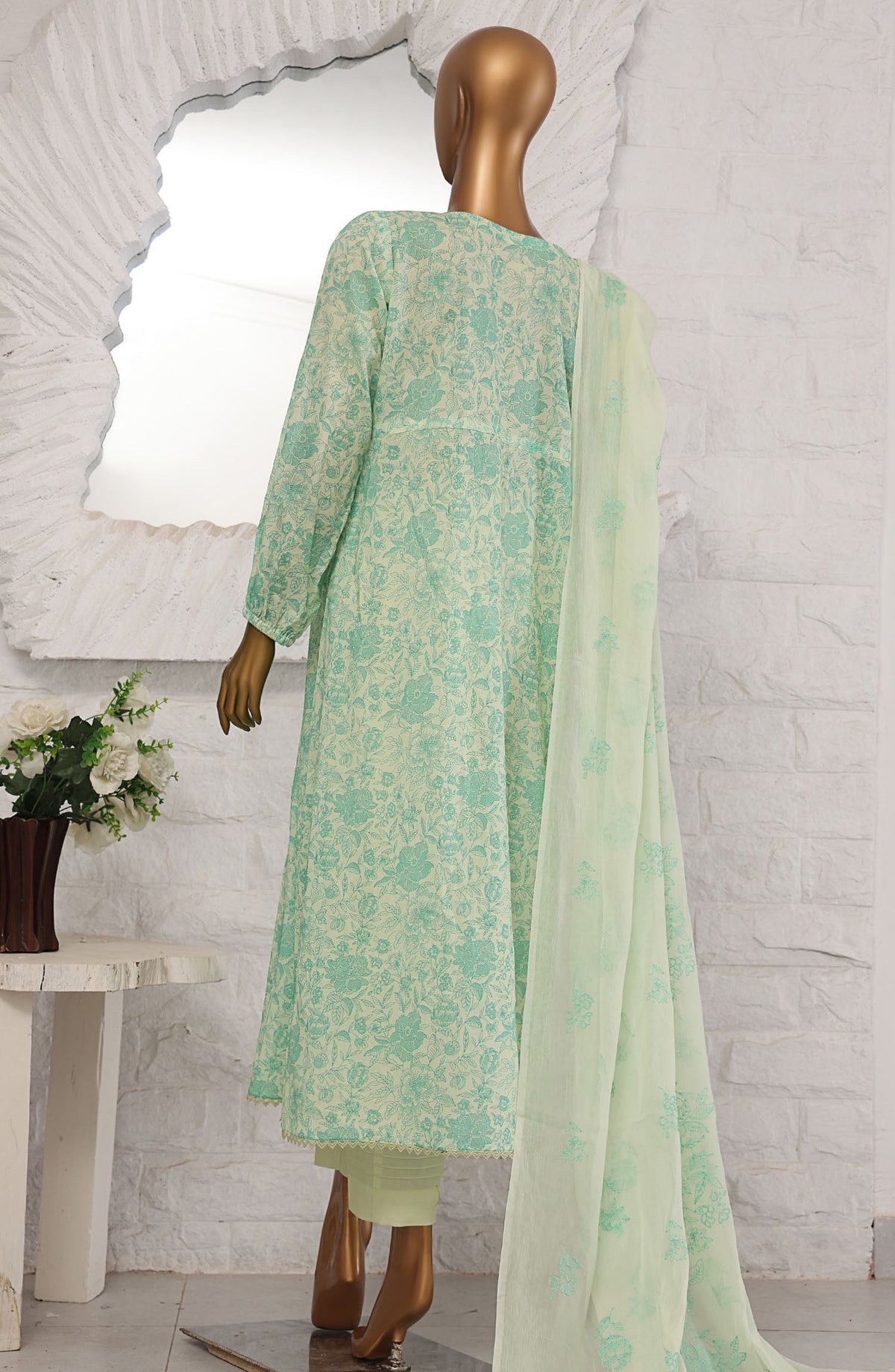 HZ Textile Printed Lawn Unstitched 3 Piece Suit - MBE-1021 - HZ25MEBE - Green - Summer Collection