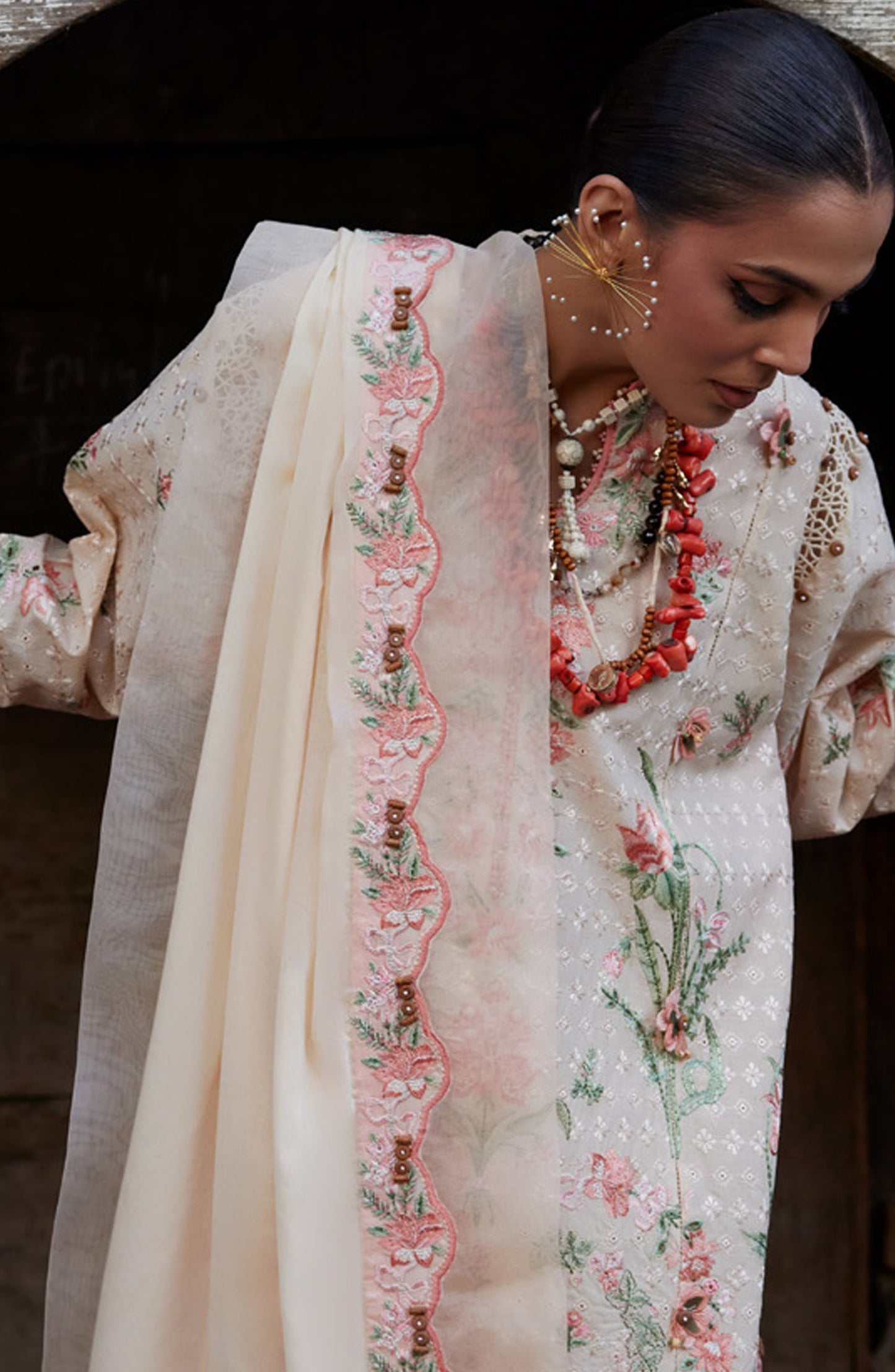 Kashmee by Elan Embroidered Lawn Unstitched 3 Piece Suit - 10A - EL26KSM - Peach - Summer Collection