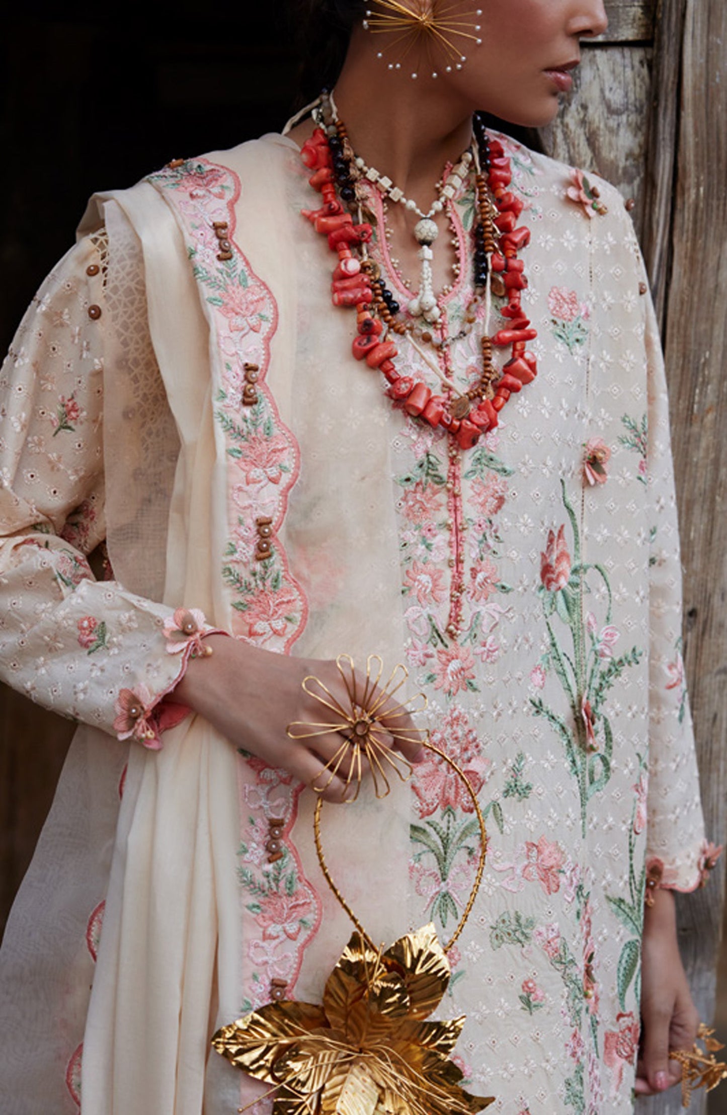 Kashmee by Elan Embroidered Lawn Unstitched 3 Piece Suit - 10A - EL26KSM - Peach - Summer Collection