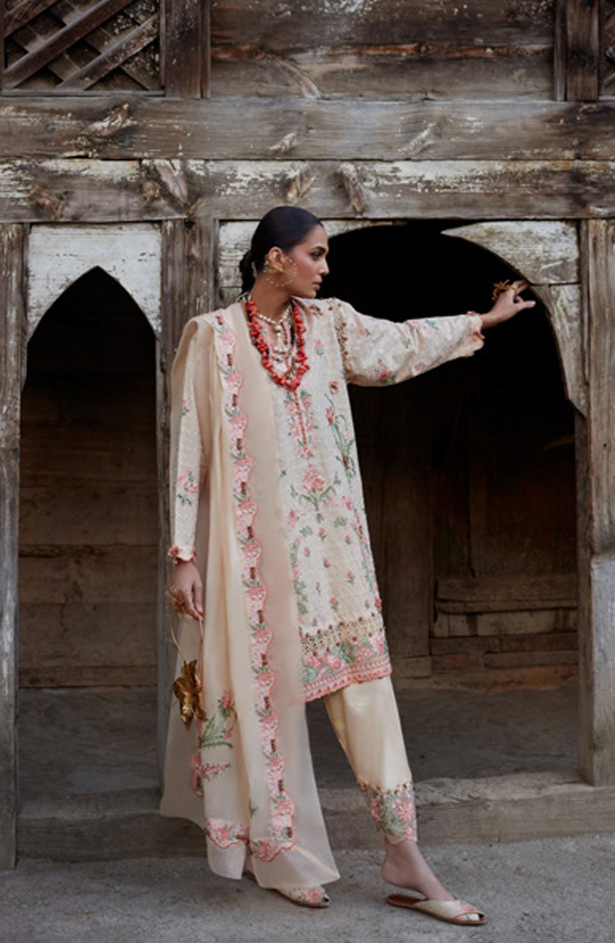 Kashmee by Elan Embroidered Lawn Unstitched 3 Piece Suit - 10A - EL26KSM - Peach - Summer Collection