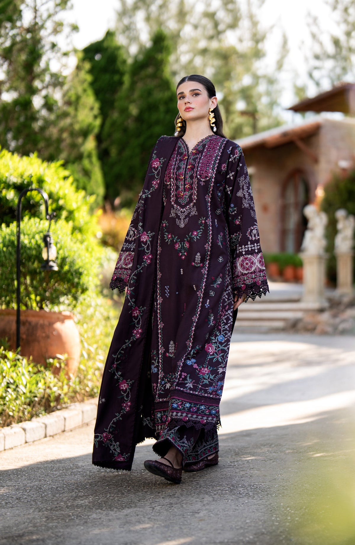 Florent Serenity Embroidered Dobby Unstitched 3 Piece Suit - 11 Zynah - FL26SNT - Purple - Winter Collection