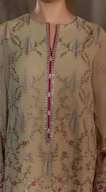 Kuch Khas By Flossie Chandani At Premium Chiffon 3pc Unstitched Suit - KKFCAK - D-08 - Light Pista