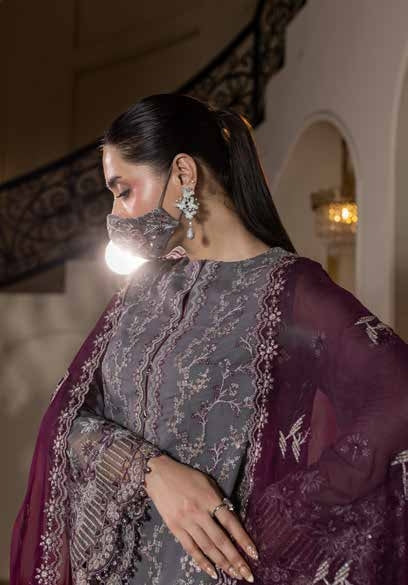 Kuch Khas By Flossie Chandani At Premium Chiffon 3pc Unstitched Suit - KKFCAK - D-09 - Grey