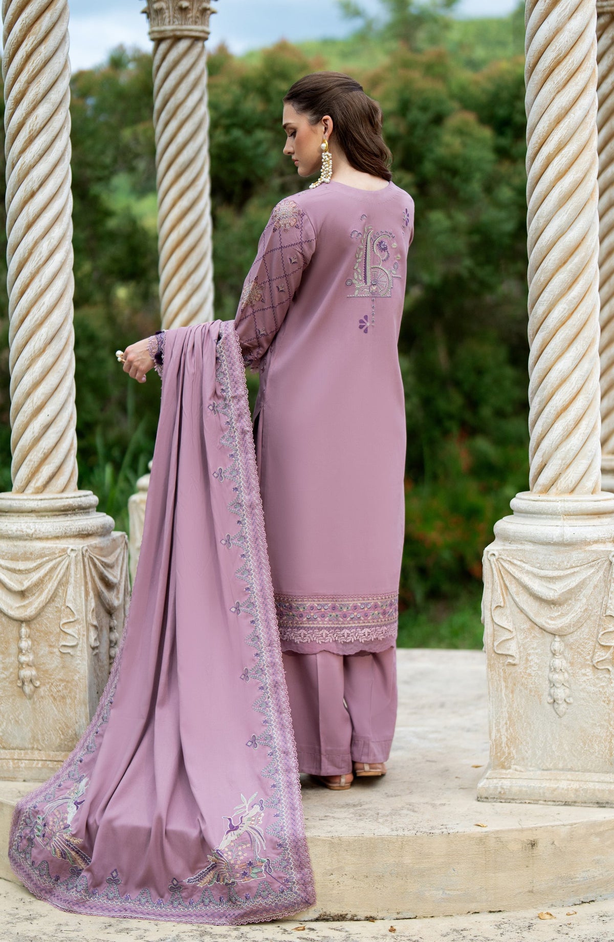 Florent Serenity Embroidered Karandi Unstitched 3 Piece Suit - D-14 - FL26SNT - Purple - Winter Collection