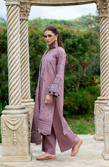 Florent Serenity Embroidered Karandi Unstitched 3 Piece Suit - D-14 - FL26SNT - Purple - Winter Collection