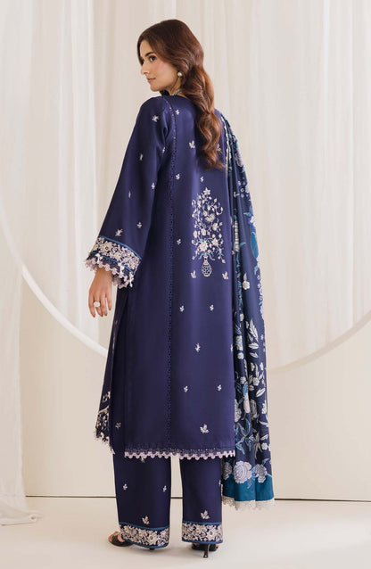 Peridot Embroidered Cotray Unstitched 3 Piece Suit - 592-A - PT26WT - Blue - Winter Collection