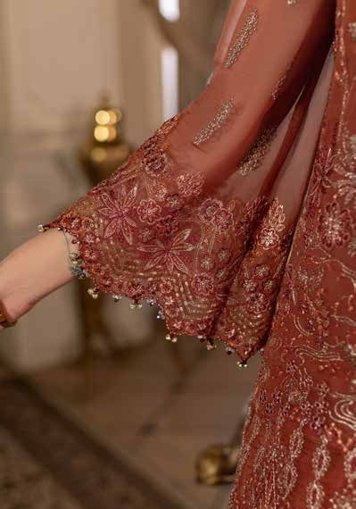 Kuch Khas By Flossie Chandani At Premium Chiffon 3pc Unstitched Suit - KKFCAK - D-10 - Orange