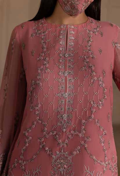 Kuch Khas By Flossie Chandani At Premium Chiffon 3pc Unstitched Suit - KKFCAK - D-02 - Light Pink