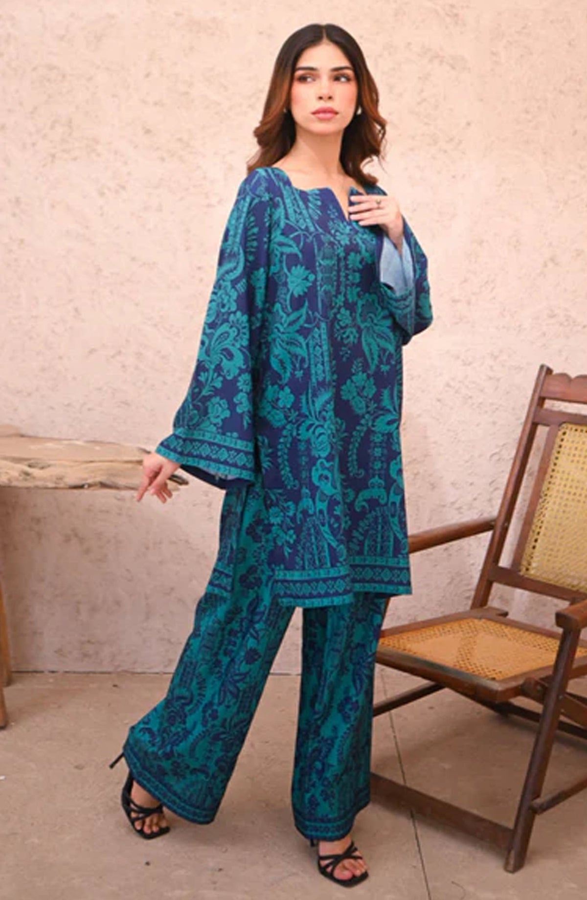 Zauk Casual Wrinke Free Crepe 2 Piece Suit - Marina - ZK25CC - Blue - Casual Collection